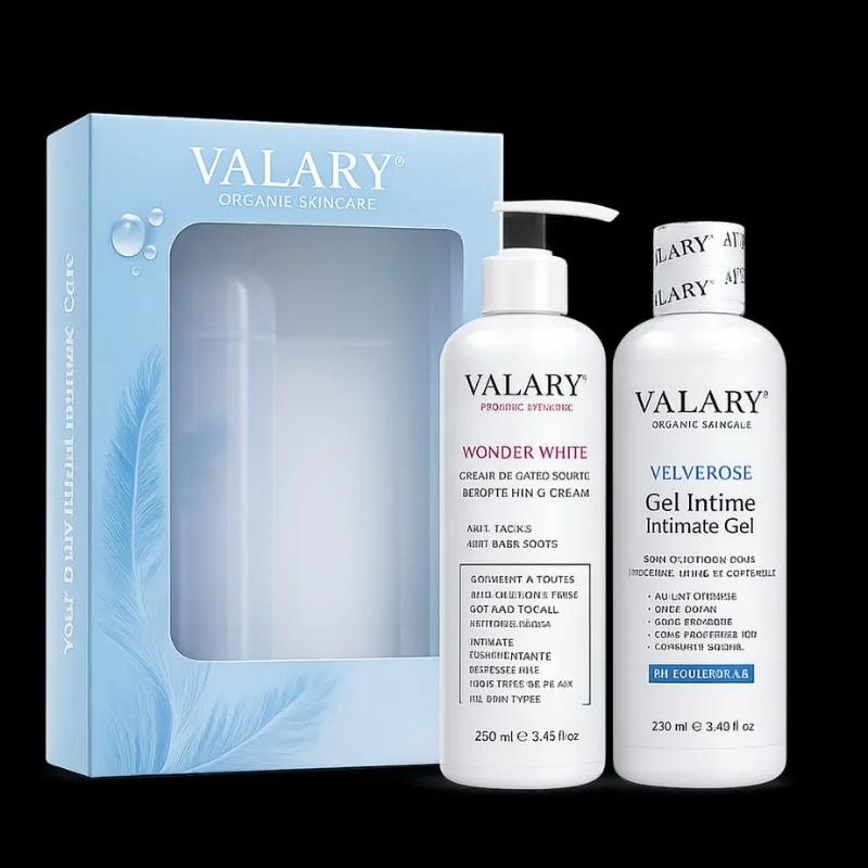 مجموعة VALARY للعناية بالمناطق الحساسة – جل تنظيف + كريم تفتيح | Organic Skincare