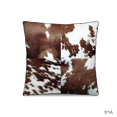 Coussin Peau De Vache & Cuir Carré