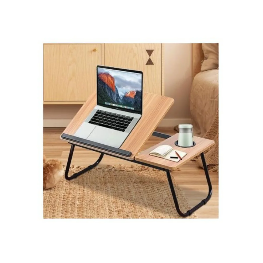طاولة حاسوب محمولة قابلة للطي متعددة الاستعمالات مع حامل المشروبات