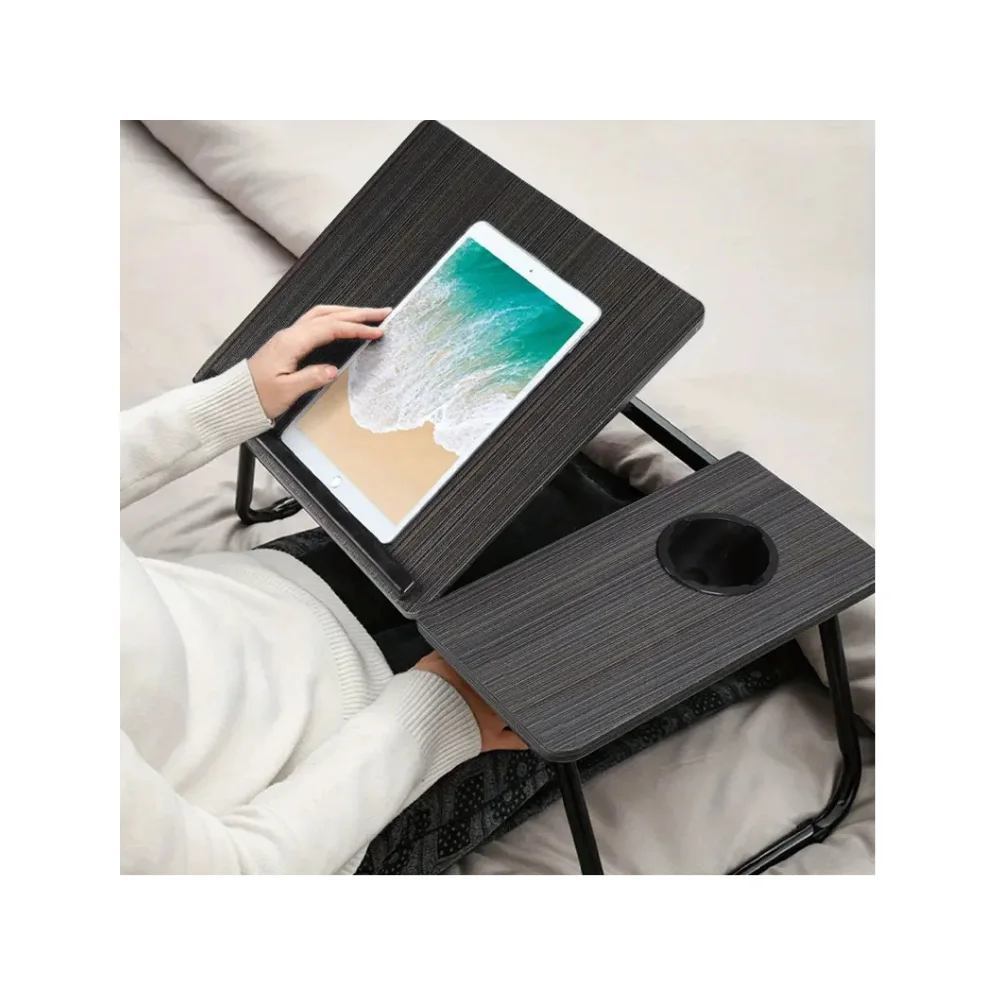 طاولة حاسوب محمولة قابلة للطي متعددة الاستعمالات مع حامل المشروبات