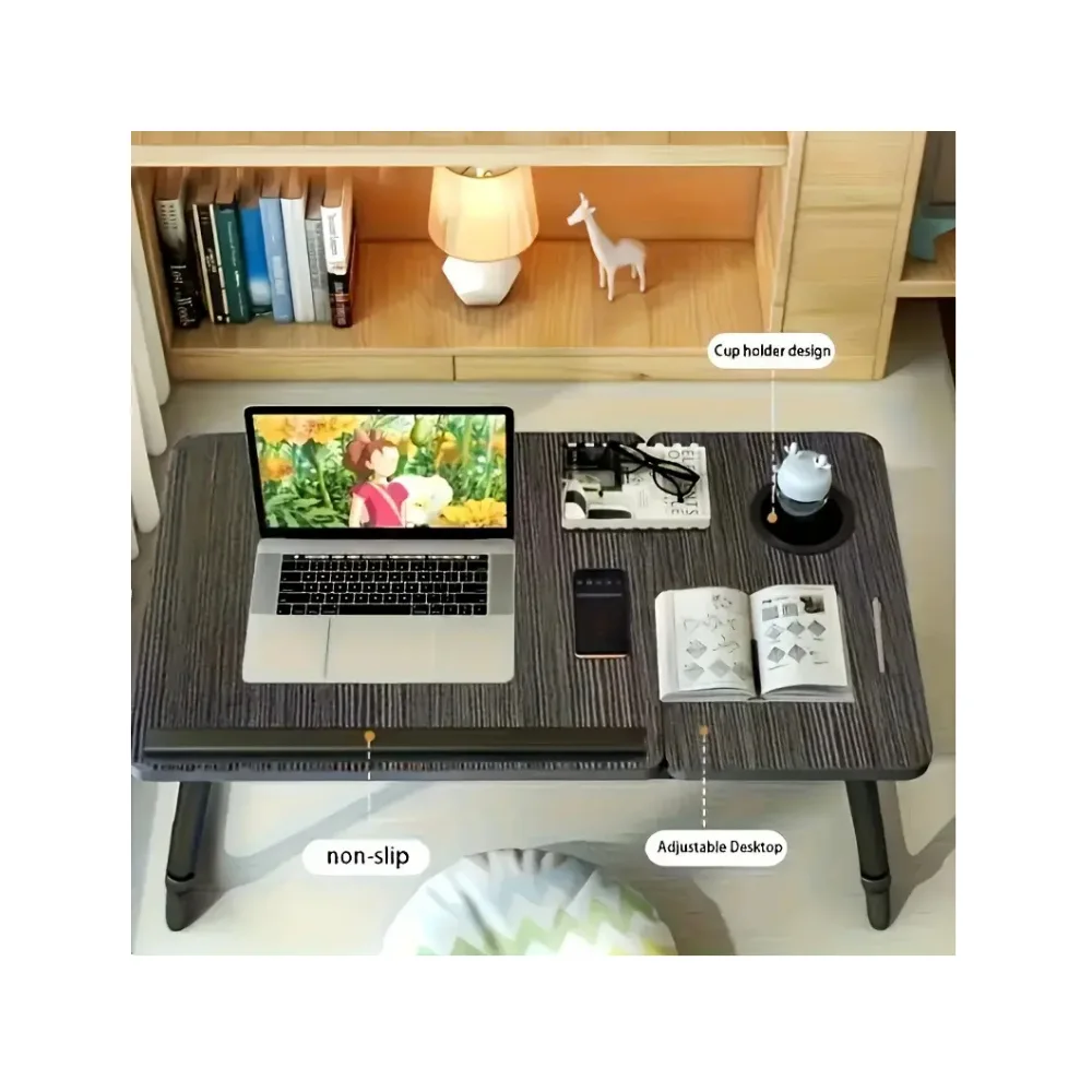 طاولة حاسوب محمولة قابلة للطي متعددة الاستعمالات مع حامل المشروبات