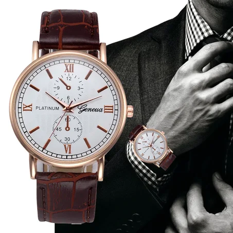 Genève marque de luxe hommes montre Design rétro en cuir analogique Quartz dames robe montre-bracelet horloge femmes montres en gros