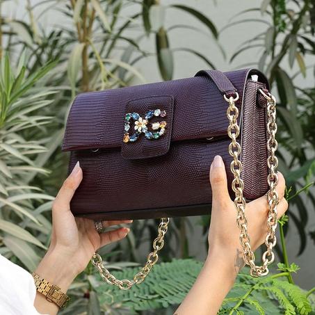 شنطة دولسي اند غابانا كتف كبيرة عنابي