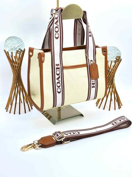 sac coach fabric beige+marron