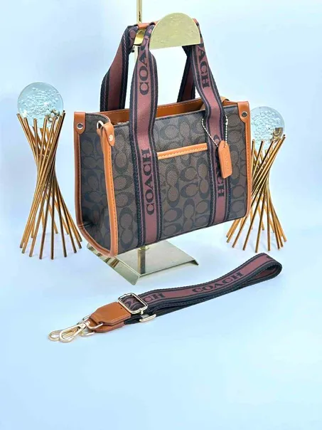 sac coach fabric marron