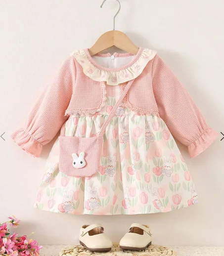 petite robe rose avec sac 2ans