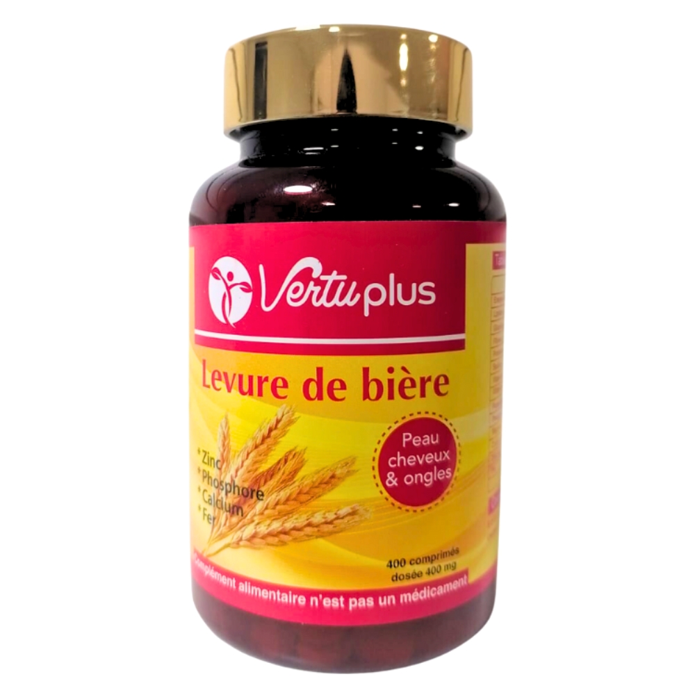 VertuPlus Levure de Bière Peau, Cheveux & Ongles – 400 Comprimés