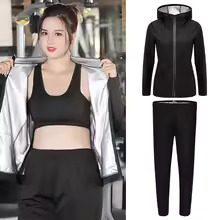 Ensemble de sport noir pour femme avec capuche
