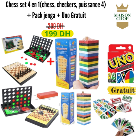 Pack jouets(Chess Set+jenga+uno gratuite)💥