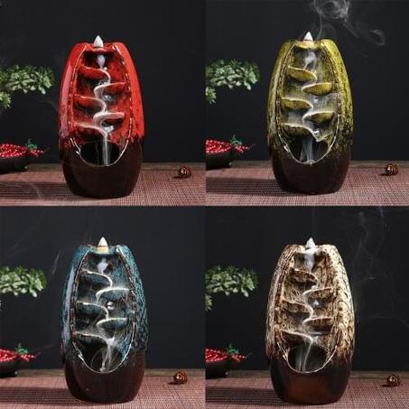 حامل البخور المخروطي ذو التدفق الخلفي المصنوع من السيراميك