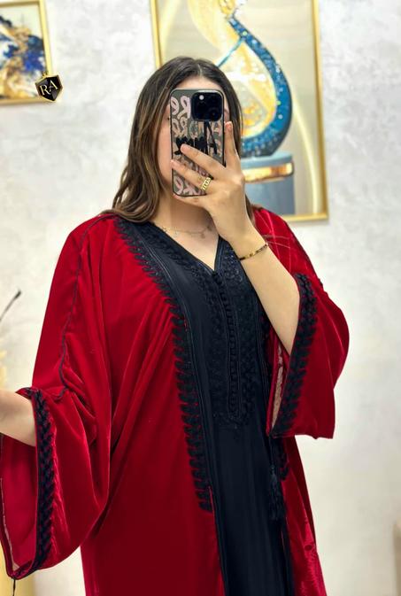 كيمونو مبرة تاج فاخر 2 بياس – أناقة مغربية للمناسبات