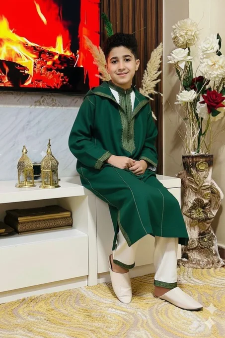 💥 خلي ولدك يكون نجم رمضان 👑 جلابة مع جبدور 3 بياس بطابع فاخر