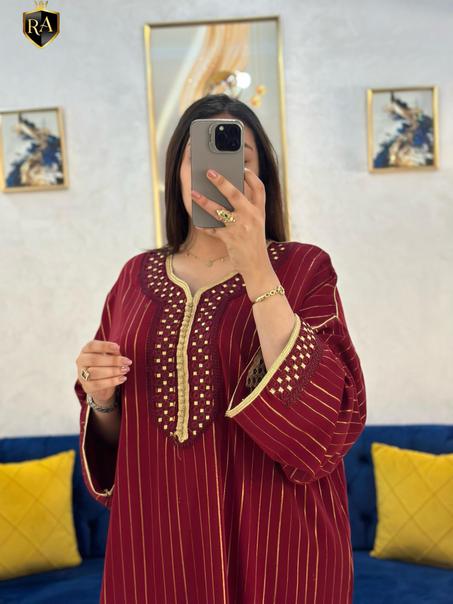 قفطان مغربي فاخر بفصالة مخزنية – أناقة ملكية للمناسبات الراقية