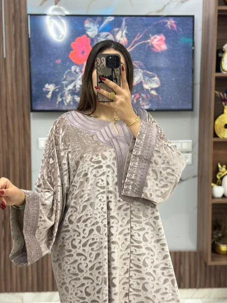 ✨ قفطان راقي بثوب مبرة محفّرة – جاهز لرمضان 😍