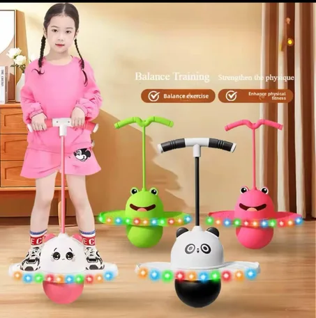 🐼 كرة Panda Pogo مع ضوء LED – لعبة توازن وقفز للأطفال والكبار