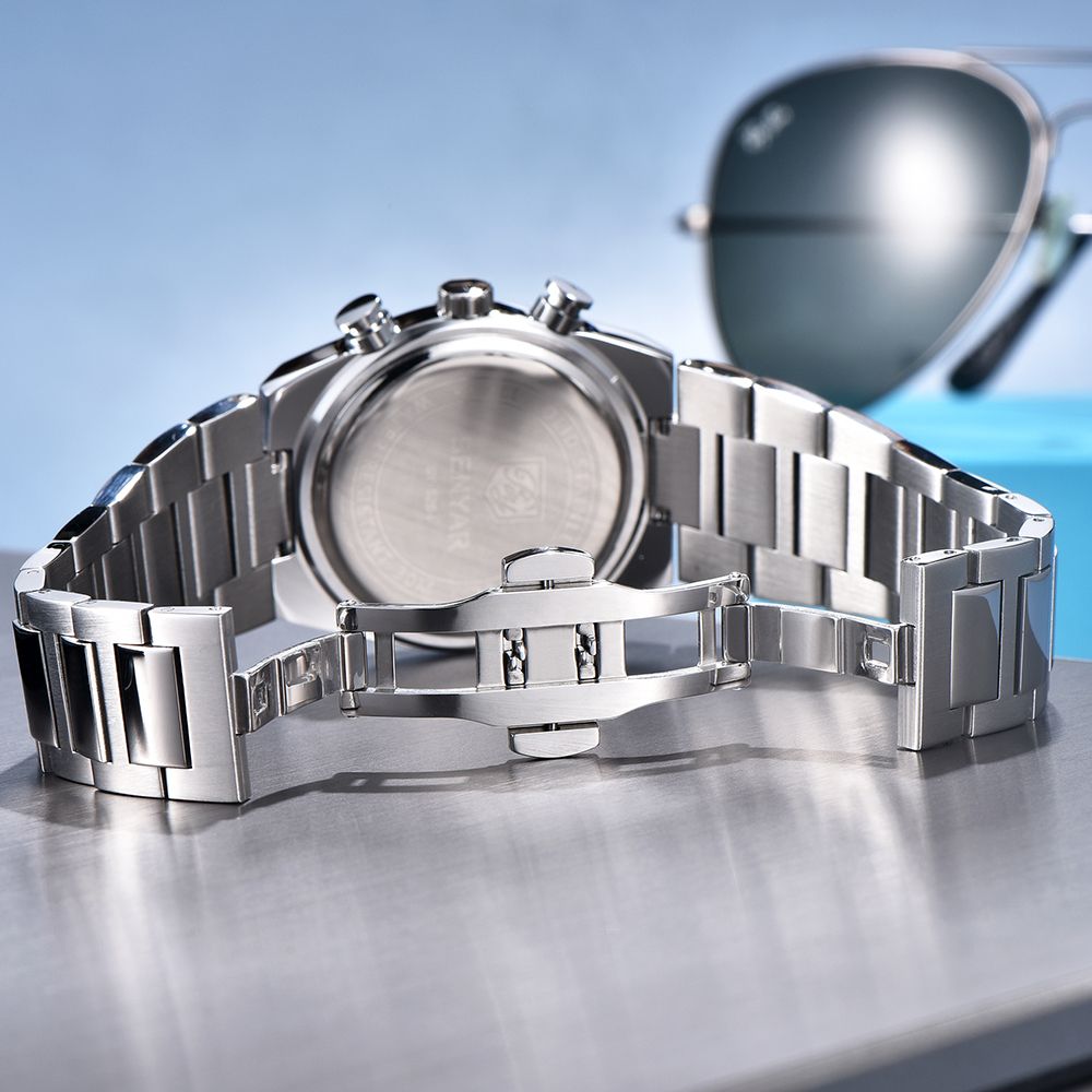 BENYAR BY-5204B Montre Homme Chronographe Étanche en Acier Inoxydable – Bleu