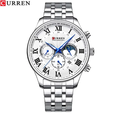 Curren 8427 Montre Chronographe Homme en Acier Inoxydable