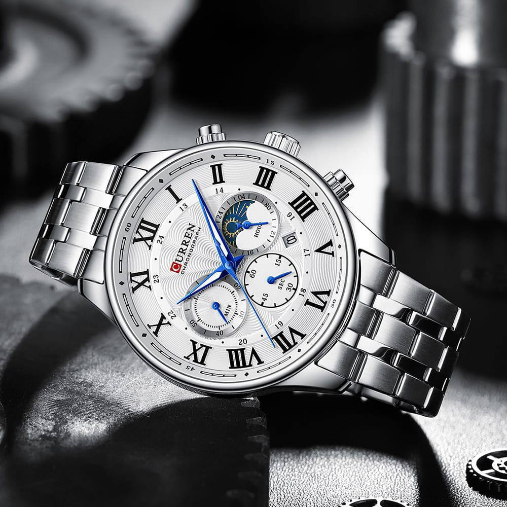 Curren 8427 Montre Chronographe Homme en Acier Inoxydable