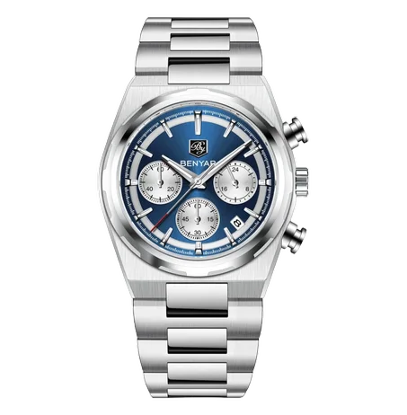 BENYAR BY-5204B Montre Homme Chronographe Étanche en Acier Inoxydable – Bleu