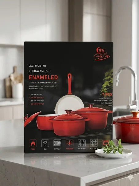 طاقم مطبخ  من الفونت 07 قطع من الماركة الرائدة بي بي اف SERIE BATTERIE EN FONTE 07 PCS DE LA MARQUE BBF