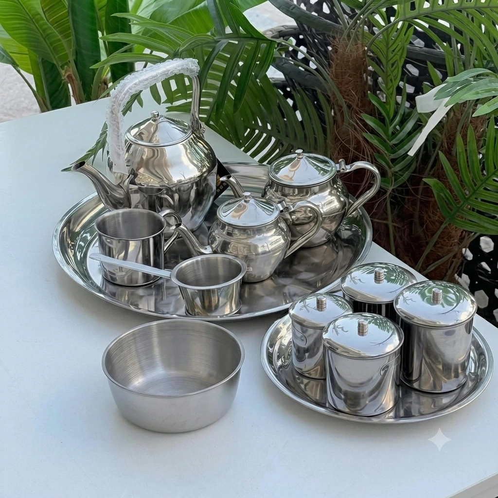 طقم الشاي العربي 12 قطعة من الإنوكس 18/10 أوريجينال    Arabian Tea Set – Service à Thé Arabe en Inox 18/10 – 12 Pièces  ORIGINAL