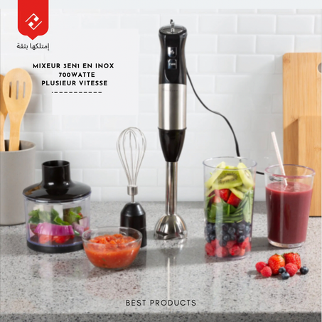 ميكسور 3في1  من الإنوكس بقوة  600 واط   MIXEUR 3EN1  EN INOX 600 W
