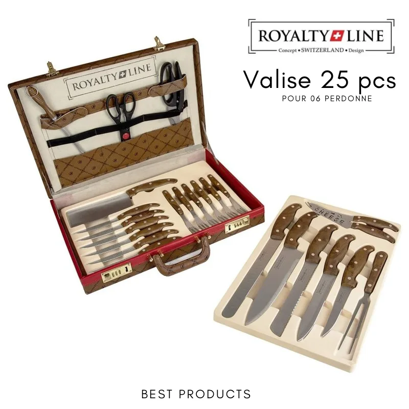 طاقم سكاكين 09 قطع من الشركة السويسرية رويالتي لاين SERIE COUTEAUX