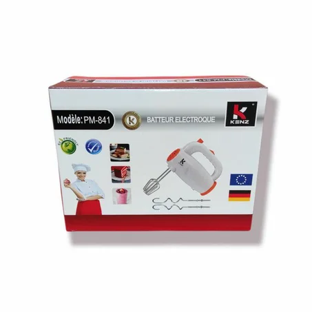 KENZ Batteur Mixeur Mélangeur PRIMA 5 Vitesses et 2 Fouets Métalliques et Crochets à Pâte, Œufs, Divers Confitures, Crème-2ans de garantie