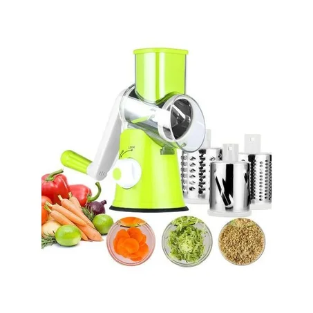 Coupe-légumes manuel 3 Lames Trancheuse multifonction en Acier inox. mandoline ronde râpe à fromage/pommes de terre