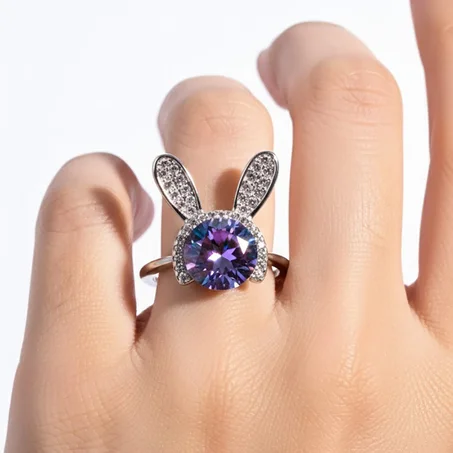 bague lapin move -argent