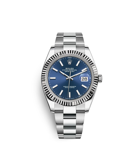 ROLEX DATEJUST FLUTED BEZEL SILVER-BLUE
