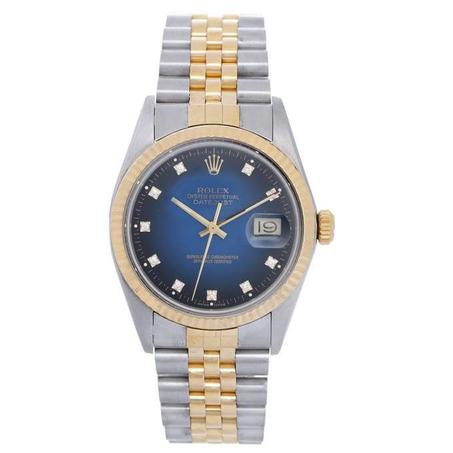 MEN'S ROLEX DATEJUST 2-TONE BLUE DIAMOND DIAL WATCH