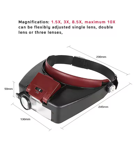 عصابة رأس مكبرة مزودة بإضاءة LED قوية (led headband magnifier)