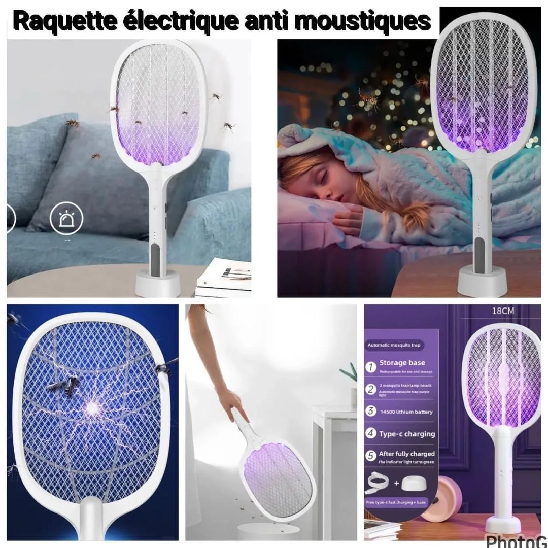 Raquette Électrique Anti-Moustiques Rechargeable