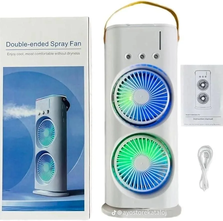 🌬️ Ventilateur Brumisateur Double Tête Rechargeable avec Télécommande