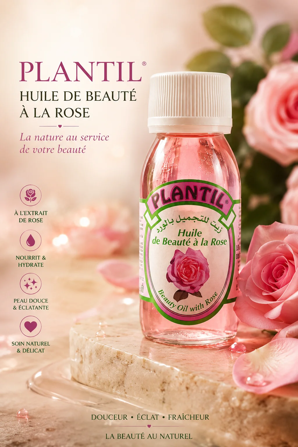 🌹 Huile de Rose Marocaine – 60 ML