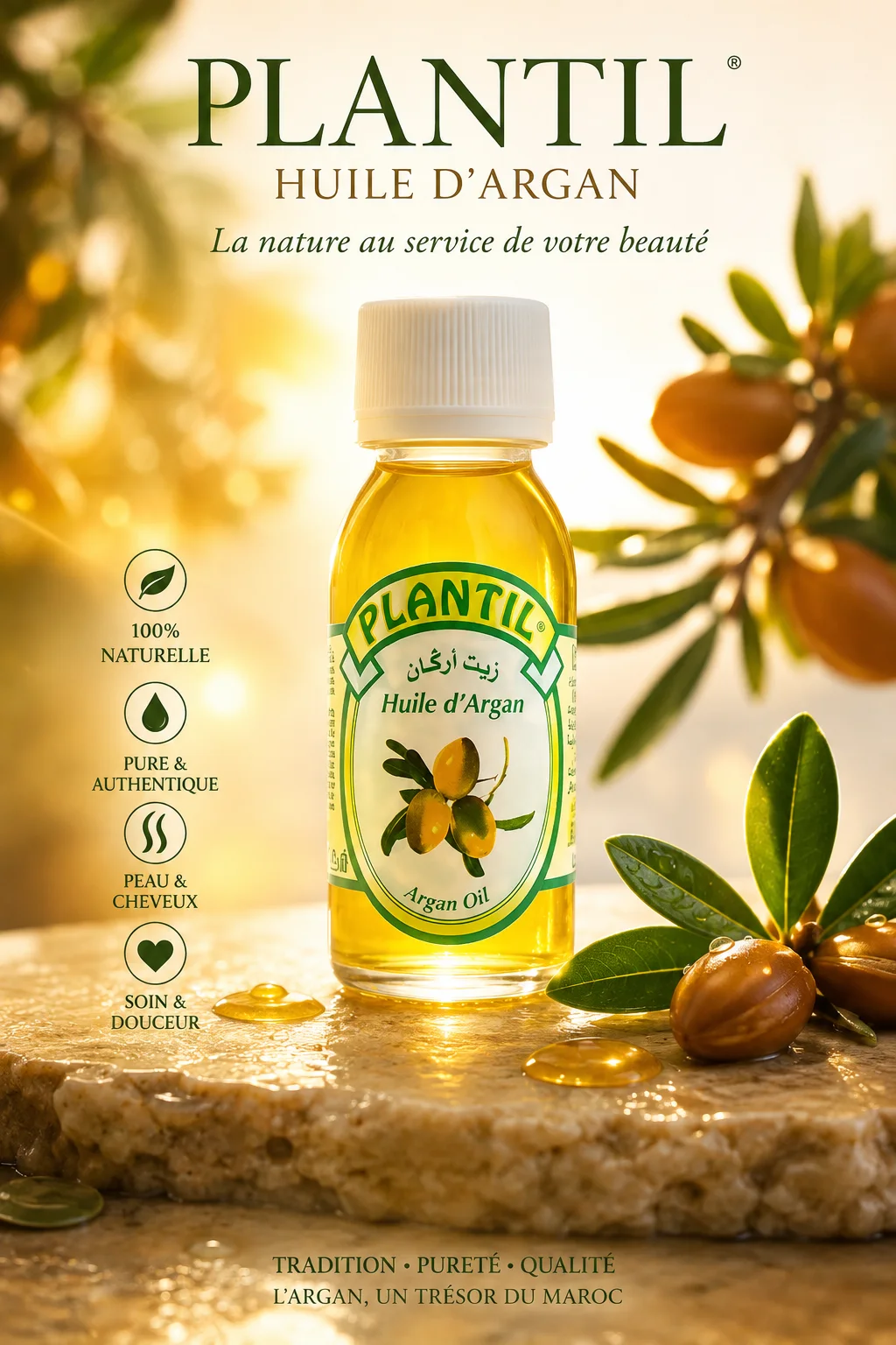 🌿 Huile d’Argan Marocaine – 60 ML