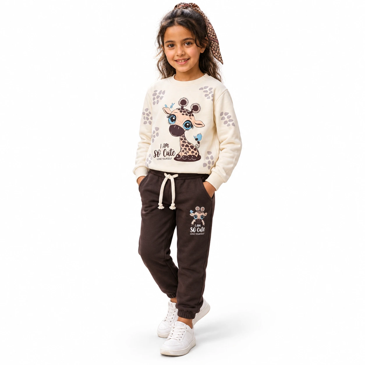 Ensemble 3D Giraffe Beige & marron - Premuim Montonet Turc