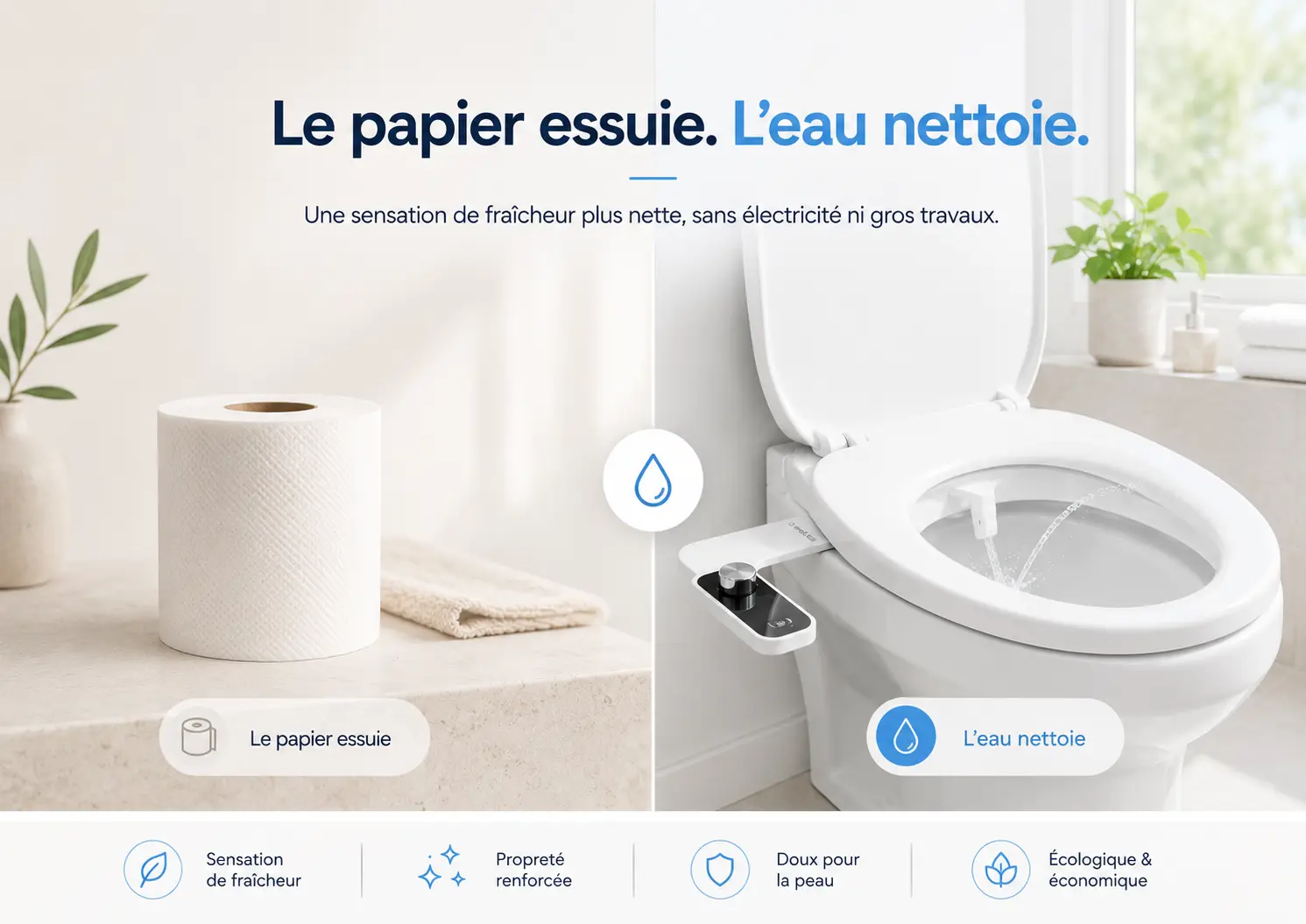 FreshWC™ — Kit bidet WC sans électricité