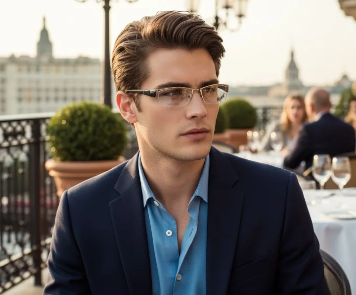 lunette Persol P2610-v – Design Demi-Cerclé en chrome et branche acetate