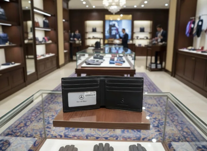 Portefeuille Mercedes en Cuir Noir