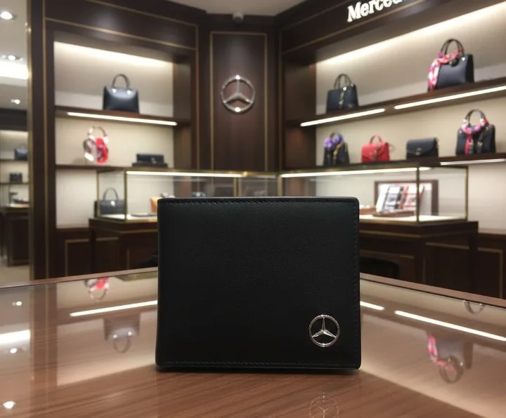 Portefeuille Mercedes en Cuir Noir
