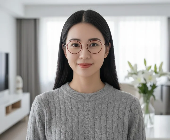 Lunette Optique Suofeia S10015 – Ronde Bicolore Argent & Rouge