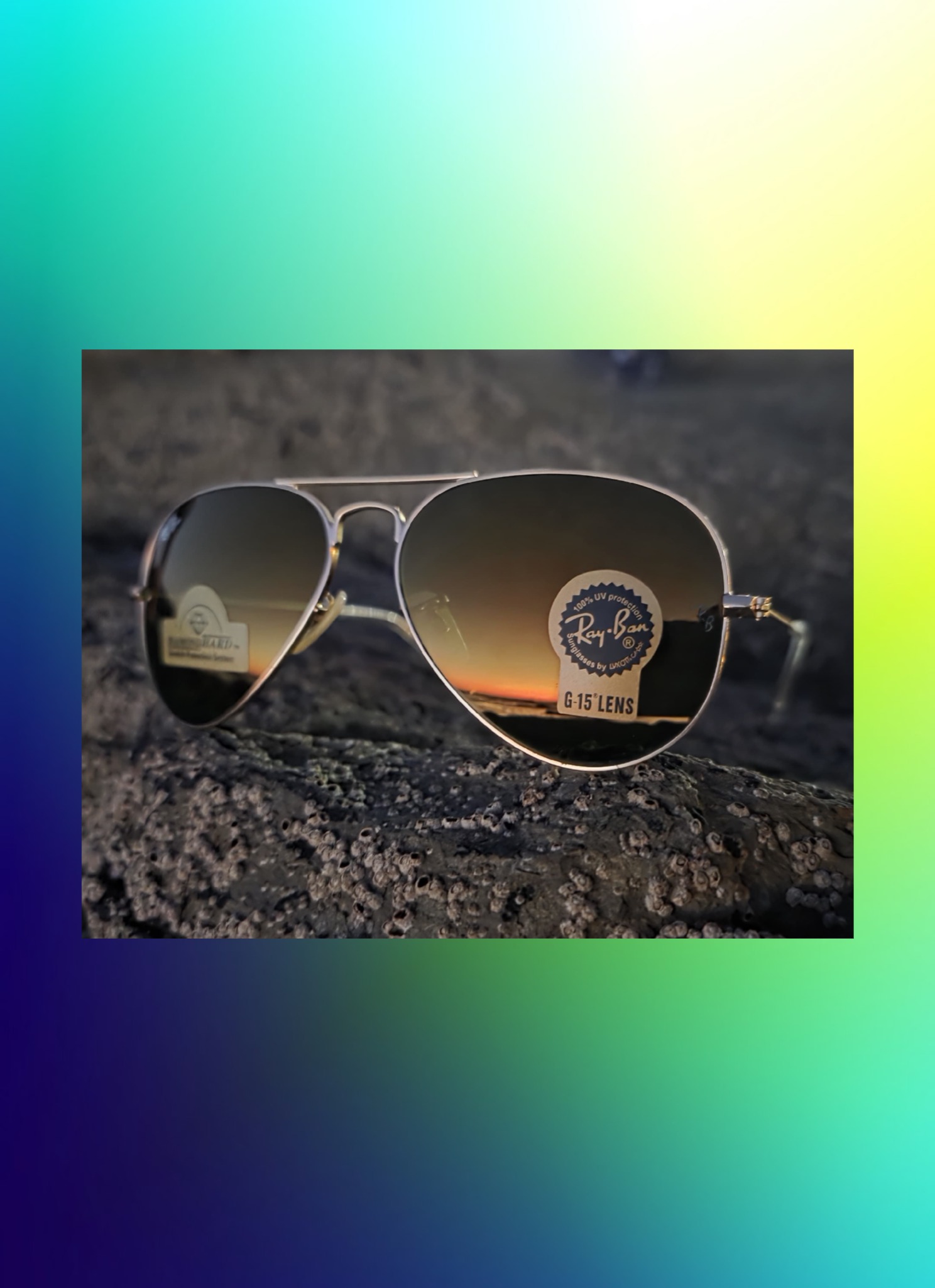Lunettes de soleil Ray-Ban RB3025 Aviator – Verres miroir dorés G-15 avec protection ultra-résistante