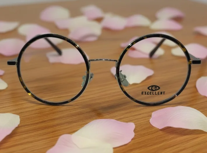 Lunette Ronde Excellent EX1718 – Chrome & Acétate Marron Tortoise