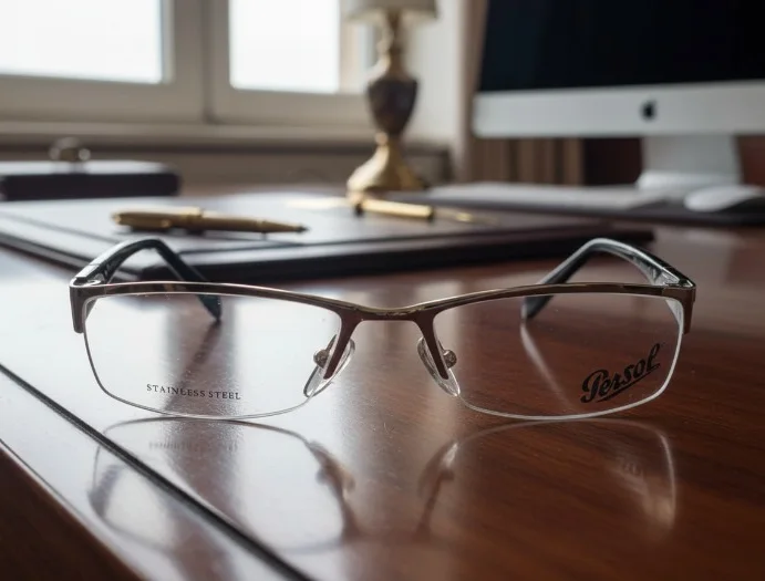 lunette Persol P2610-v – Design Demi-Cerclé en chrome et branche acetate