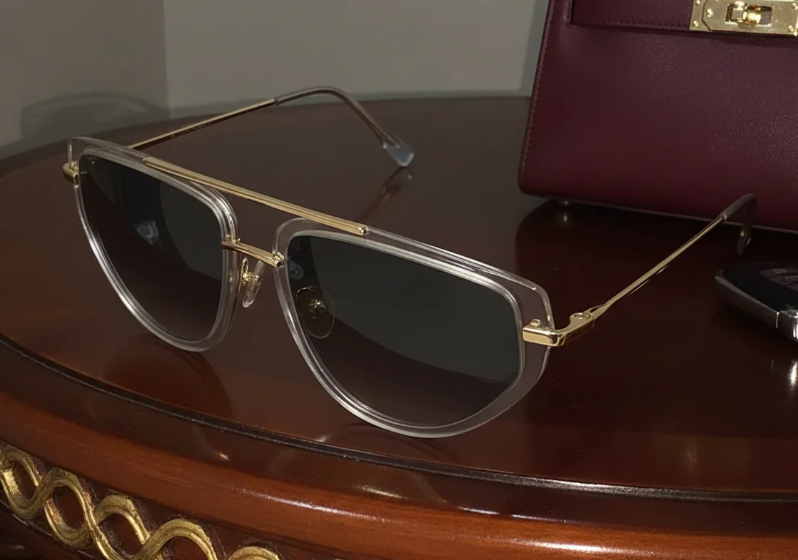 Lunettes de Soleil Christian Dior – Design Papillon Crystal & Or – Élégance Haute