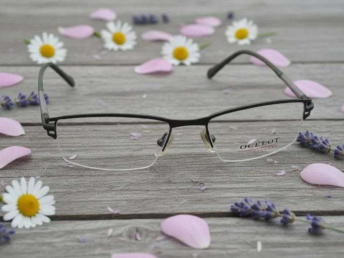 Lunette Ocelot OC231J – Vert Foncé & Gunmetal – Élégance Demi-Cerclée Made in Italy