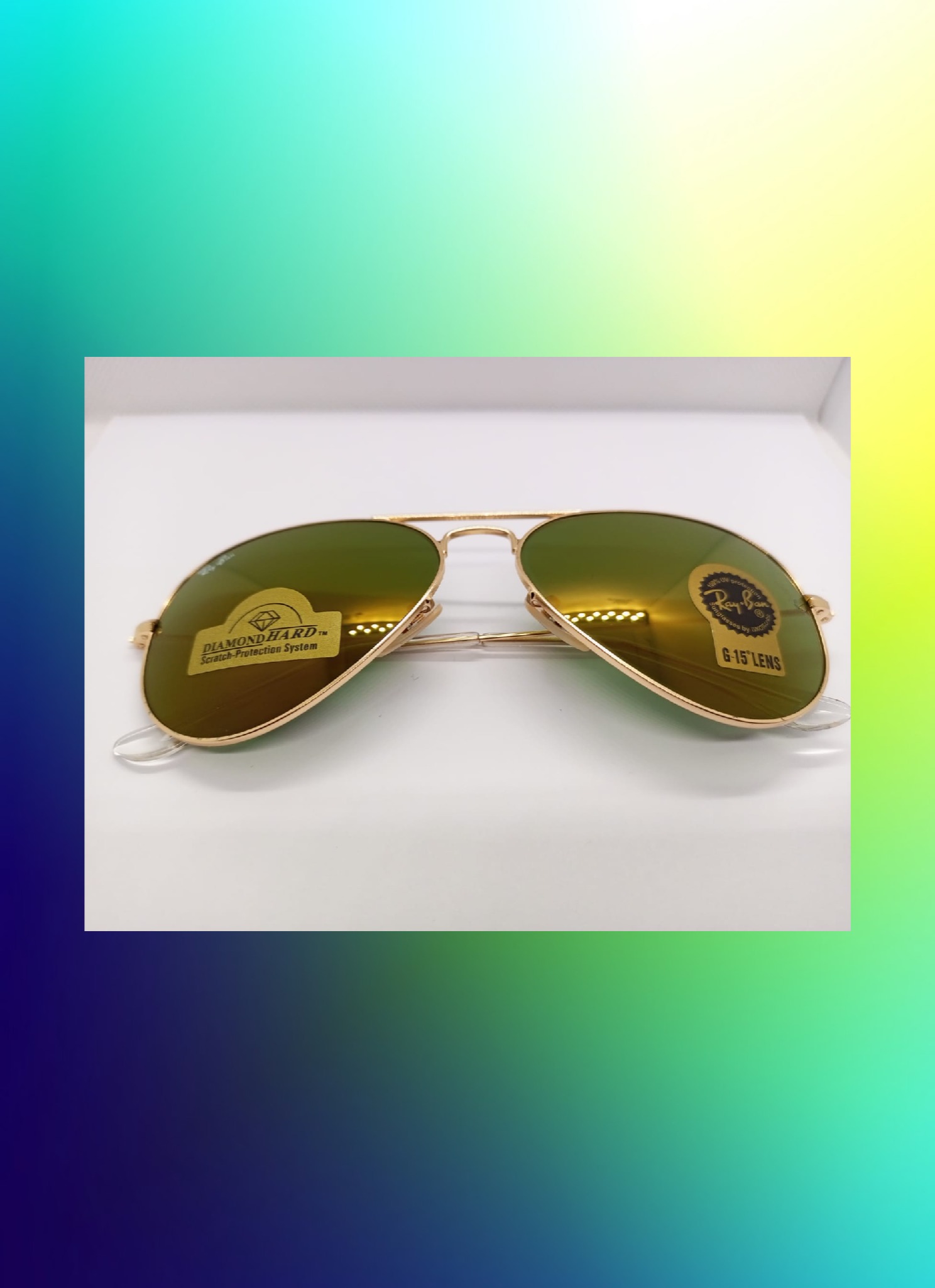 Lunettes de soleil Ray-Ban RB3025 Aviator – Verres miroir dorés G-15 avec protection ultra-résistante