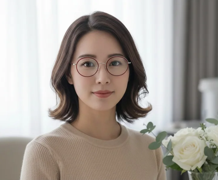 Lunette Optique Suofeia S10015 – Ronde Bicolore Argent & Rouge